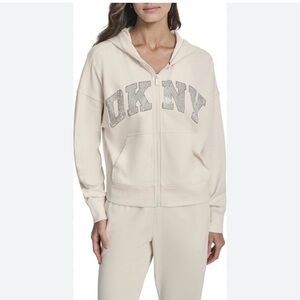 DKNY Off-White Zip-Up Hoodie for Women